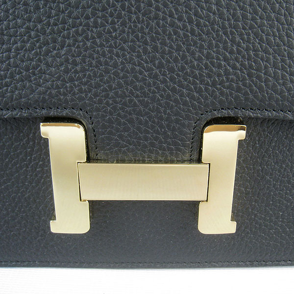 7A Hermes Oxhide Leather Message Bag Black H017